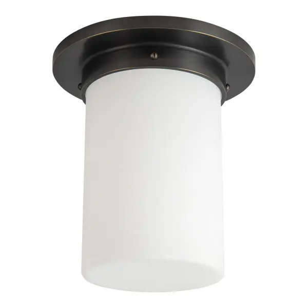 Mineral 8" Flush Mount in Patina Bronze with Amber Ribbed Glass - Image 11