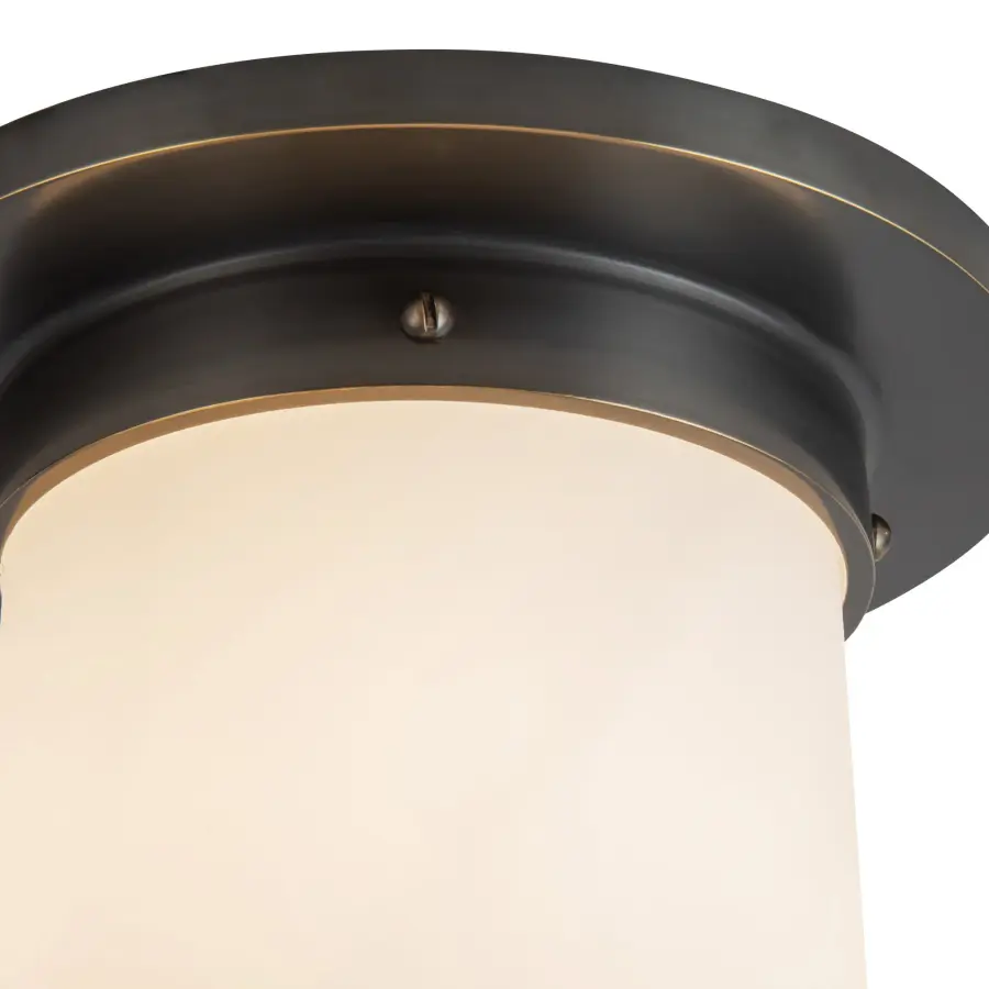 Mineral 8" Flush Mount in Patina Bronze with Amber Ribbed Glass - Image 12