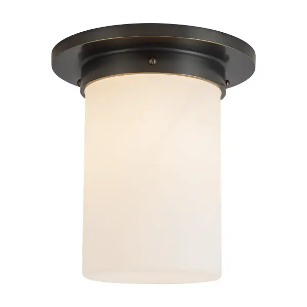 Mineral 8" Flush Mount in Patina Bronze with Amber Ribbed Glass - Image 5