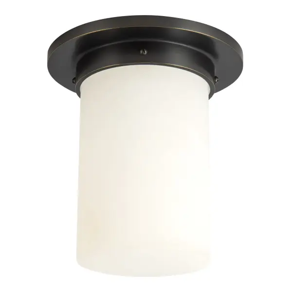 Mineral 8" Flush Mount in Patina Bronze with Amber Ribbed Glass - Image 6