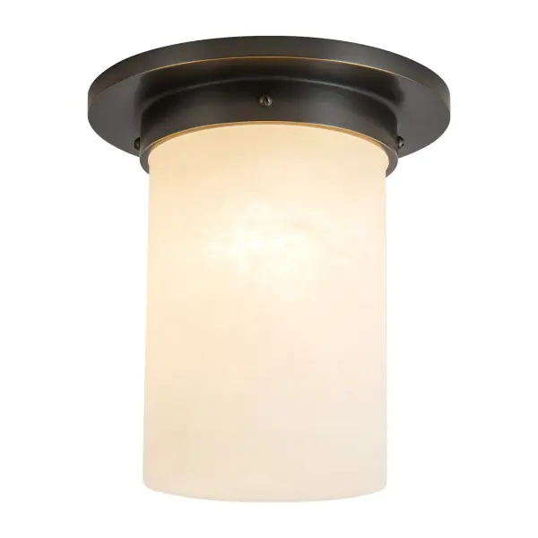 Mineral 8" Flush Mount in Patina Bronze with Amber Ribbed Glass - Image 7