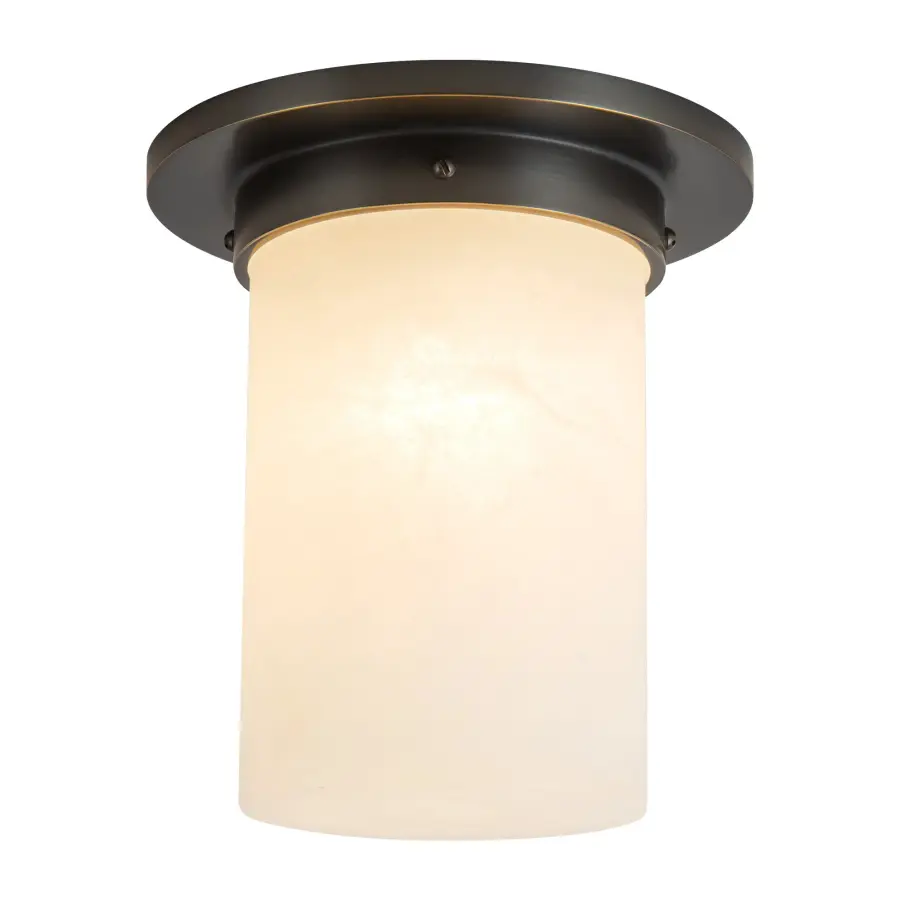 Mineral 8" Flush Mount in Patina Bronze with Amber Ribbed Glass - Image 7