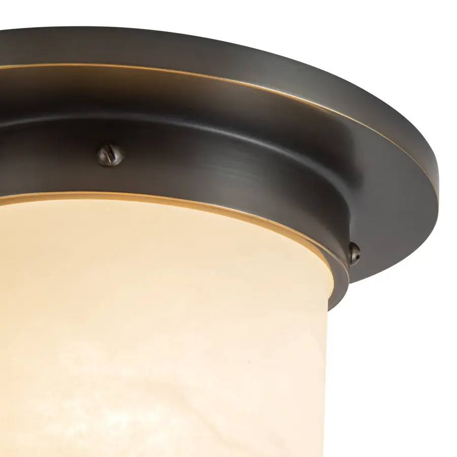 Mineral 8" Flush Mount in Patina Bronze with Amber Ribbed Glass - Image 8