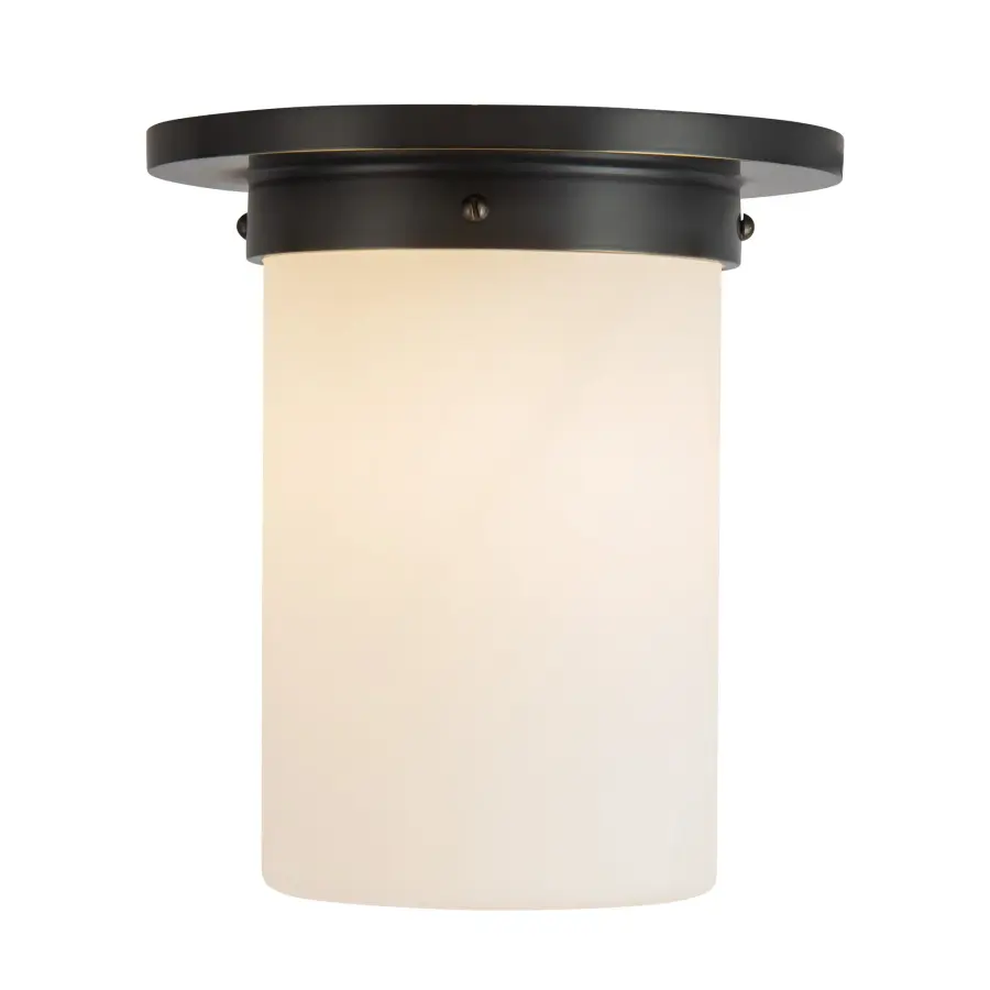 Mineral 8" Flush Mount in Patina Bronze with Amber Ribbed Glass - Image 9