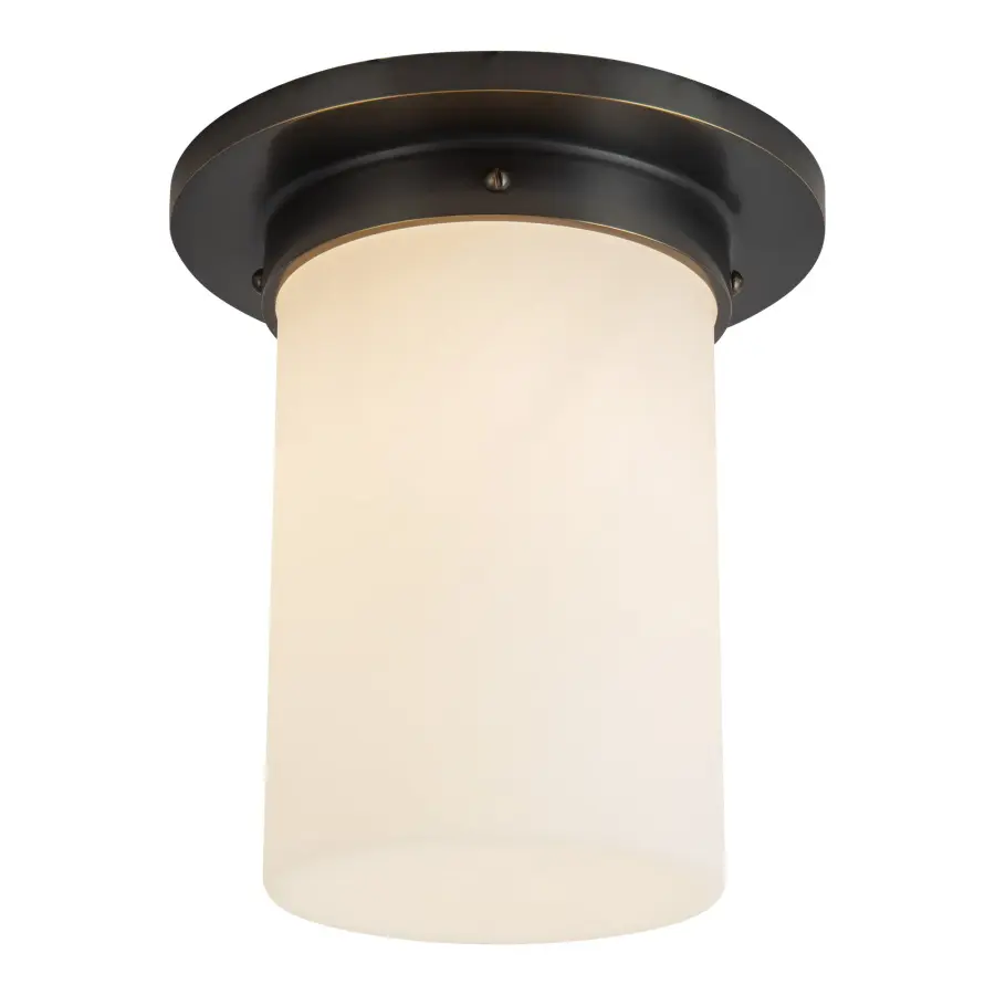 Mineral 8" Flush Mount in Patina Bronze with Amber Ribbed Glass - Image 10