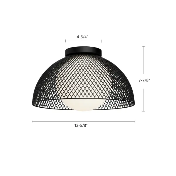 Haven 12-Inch Flush Mount in Matte Black with Opal Glass - Image 11