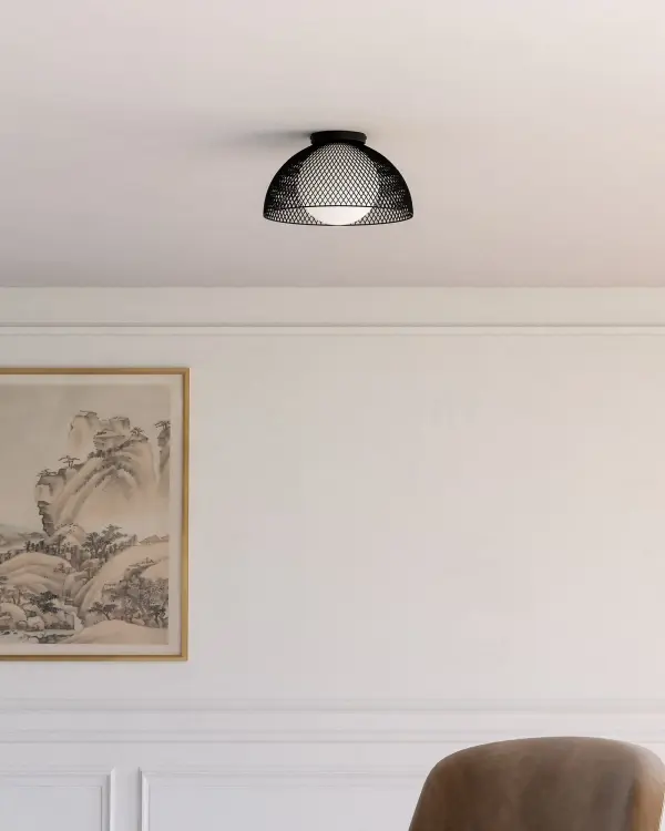 Haven 12-Inch Flush Mount in Matte Black with Opal Glass - Image 4