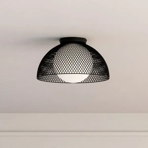 Haven 12-Inch Flush Mount in Matte Black with Opal Glass - Image 5