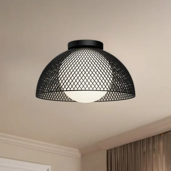 Haven 12-Inch Flush Mount in Matte Black with Opal Glass - Image 7