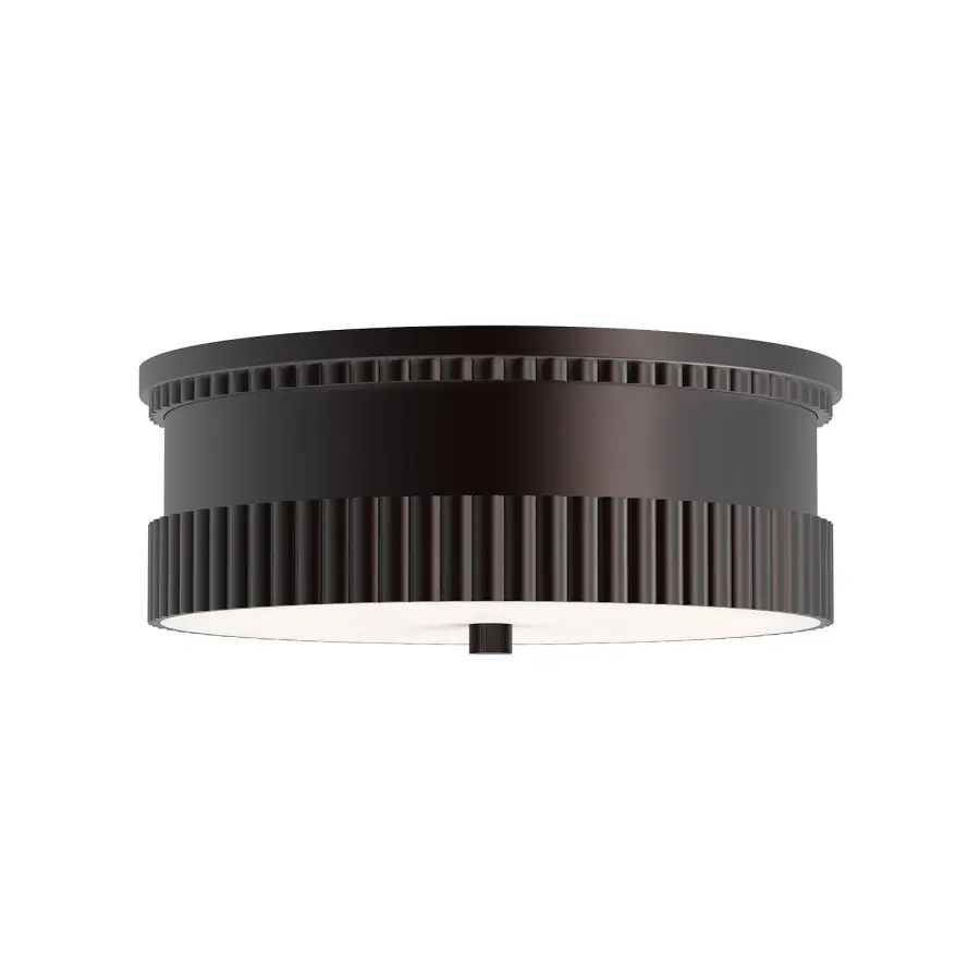 Rue 14-Inch Flush Mount in Matte Black with Brushed Gold - Image 1