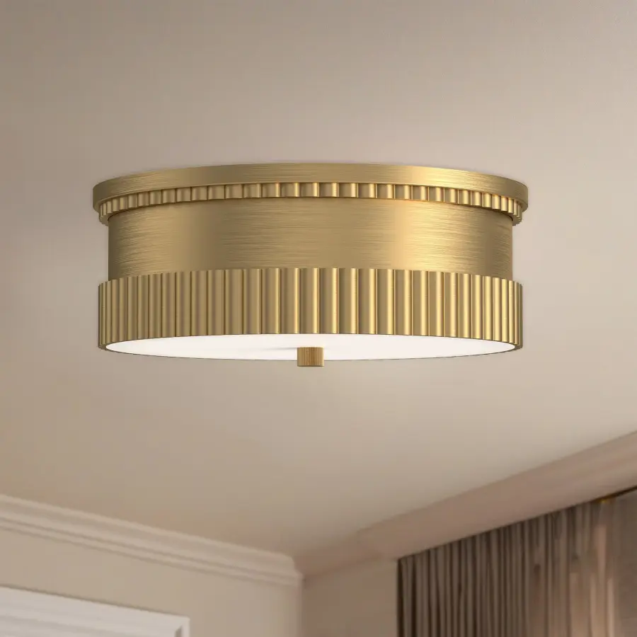 Rue 14-Inch Flush Mount in Matte Black with Brushed Gold - Image 2