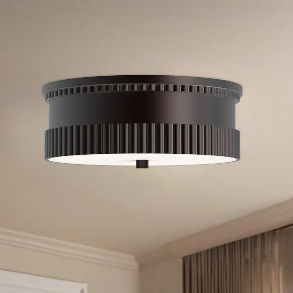 Rue 14-Inch Flush Mount in Matte Black with Brushed Gold - Image 4