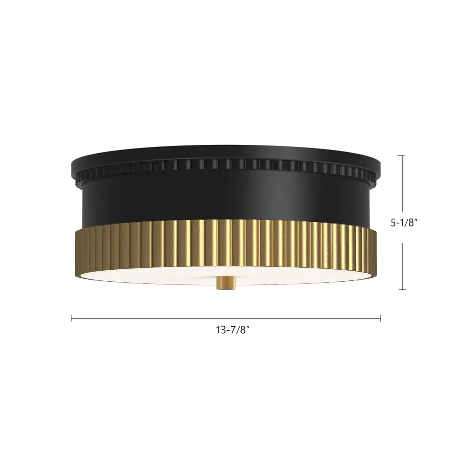 Rue 14-Inch Flush Mount in Matte Black with Brushed Gold - Image 8