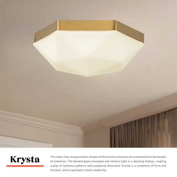Krysta 12-Inch Flush Mount in Brushed Gold - Image 13