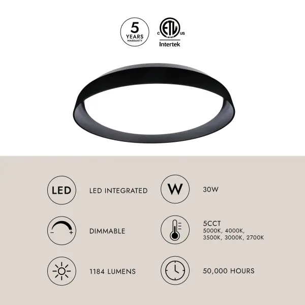 Hampton 17" Flush Mount in Matte Black - Image 8