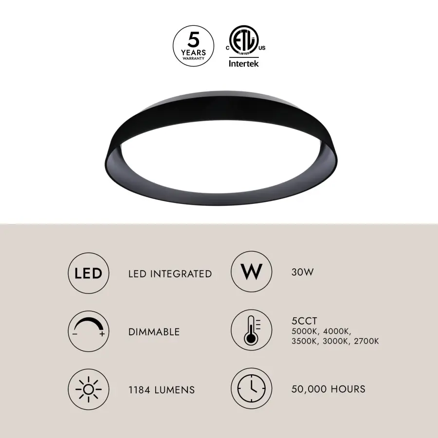 Hampton 17" Flush Mount in Matte Black - Image 8