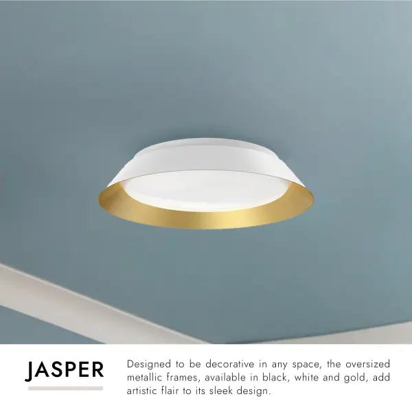 Jasper 14-Inch Flush Mount in White and Gold - Image 6