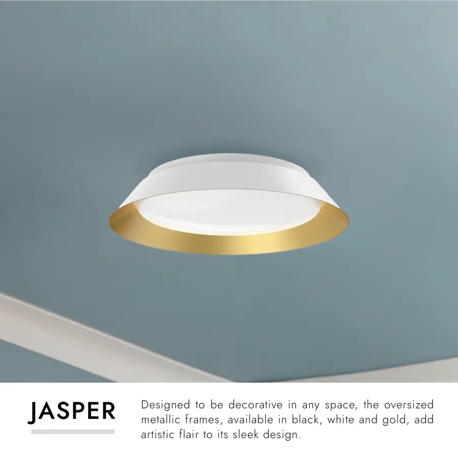 Jasper 14-Inch Flush Mount in White and Gold - Image 6