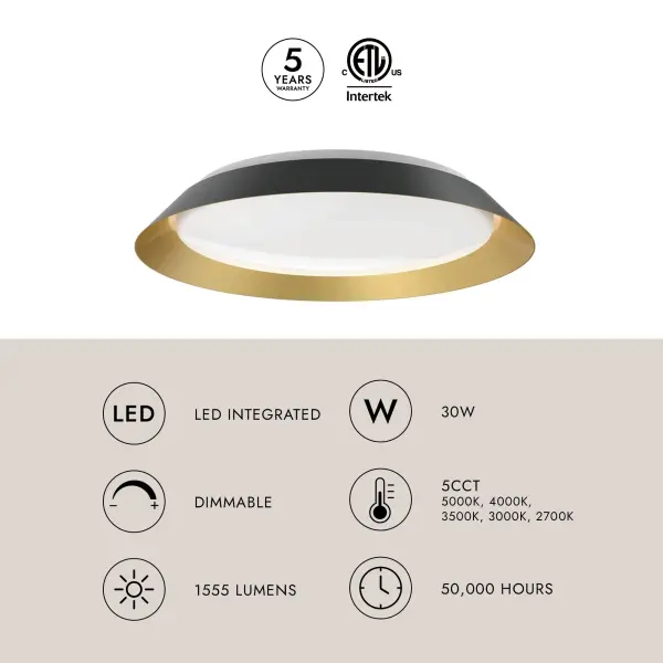 Jasper 19-Inch Flush Mount in White and Gold - Image 7