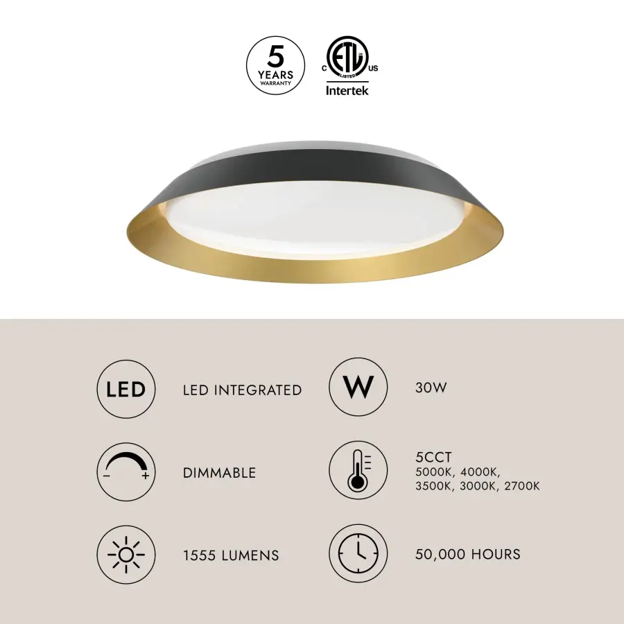 Jasper 19-Inch Flush Mount in White and Gold - Image 7