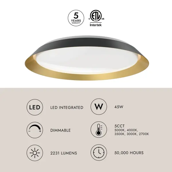 Jasper 23-Inch Flush Mount in White and Gold - Image 7