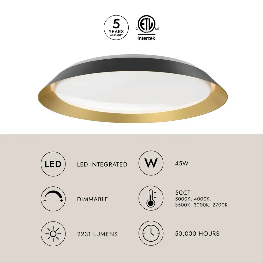 Jasper 23-Inch Flush Mount in White and Gold - Image 7