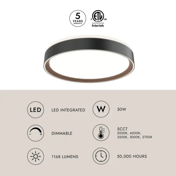 Modern Flush Mount with Selectable Color Temperature & Uplight Feature - Image 13