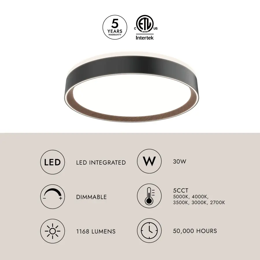 Modern Flush Mount with Selectable Color Temperature & Uplight Feature - Image 13