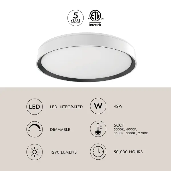 Modern Flush Mount with Selectable Color Temperature & Decorative Uplighting - Image 18