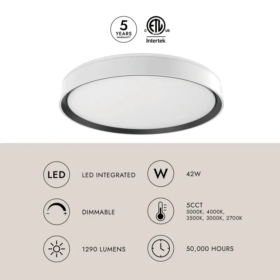 Modern Flush Mount with Selectable Color Temperature & Decorative Uplighting - Image 18