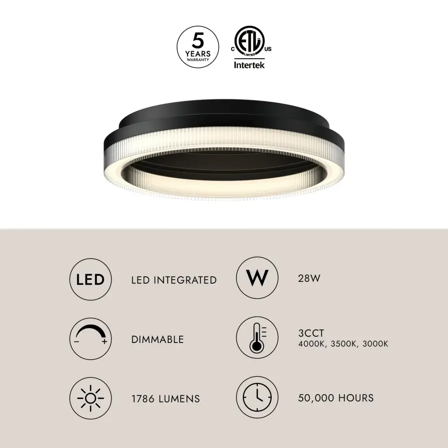 Versatile Smart Flush Mount with Adjustable Color Temperature Control - Image 4