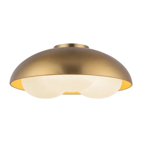 The Robyn flush mount brings organic charm with its bird's nest-inspired design featuring three opal glass diffusers that resemble glowing eggs. Perfect for low-ceiling spaces needing decorative warmth.