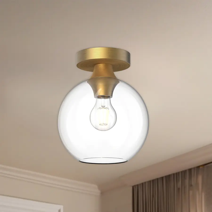Castilla 8-Inch Flush Mount in Aged Gold with Clear Glass - Image 2
