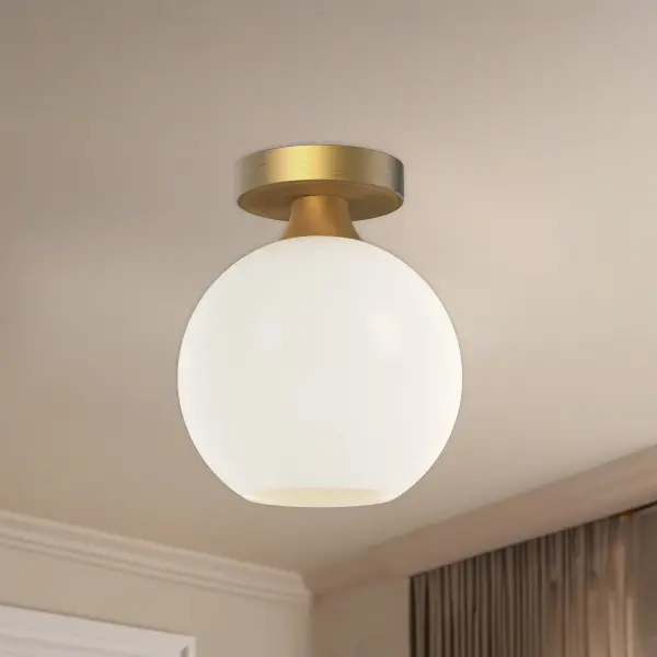 Castilla 8-Inch Flush Mount in Aged Gold with Clear Glass - Image 3