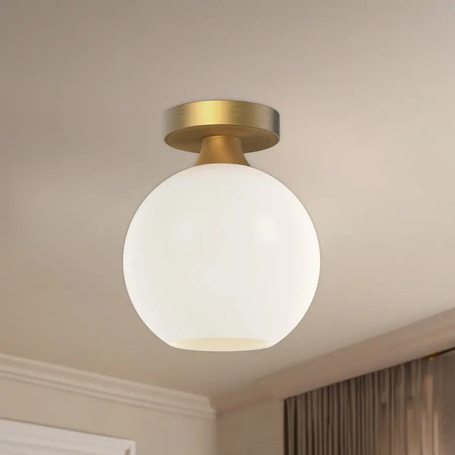 Castilla 8-Inch Flush Mount in Aged Gold with Clear Glass - Image 3