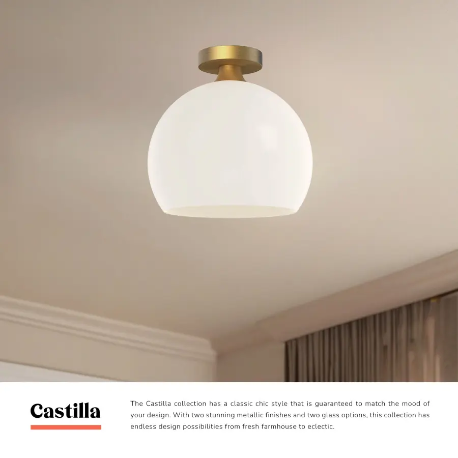 Castilla 10-Inch Flush Mount in Aged Gold with Clear Glass - Image 9