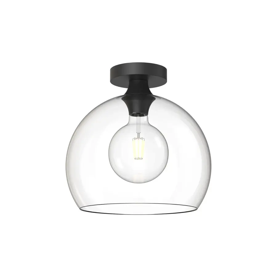 Castilla 12-Inch Flush Mount in Matte Black with Clear Glass - Image 3