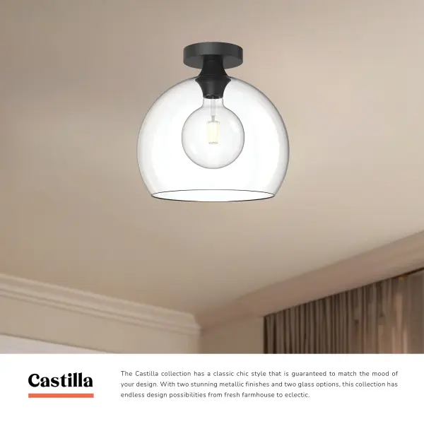 Castilla 12-Inch Flush Mount in Matte Black with Clear Glass - Image 5