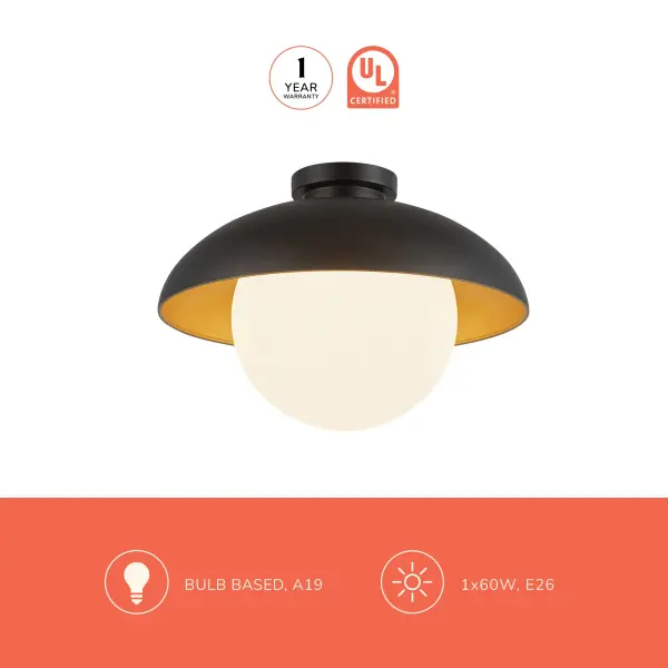 Rubio 12-Inch Flush Mount in Matte Black - Image 12