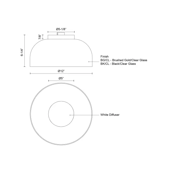 Cedar 12-Inch Flush Mount in Brushed Gold - Image 3