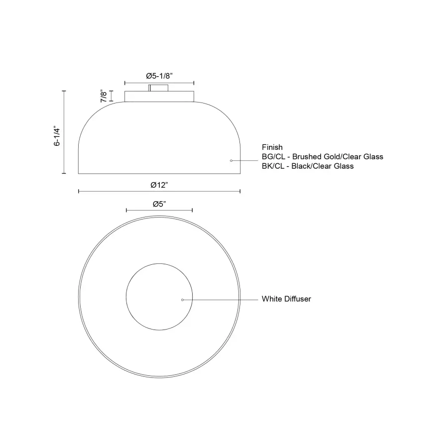 Cedar 12-Inch Flush Mount in Brushed Gold - Image 3