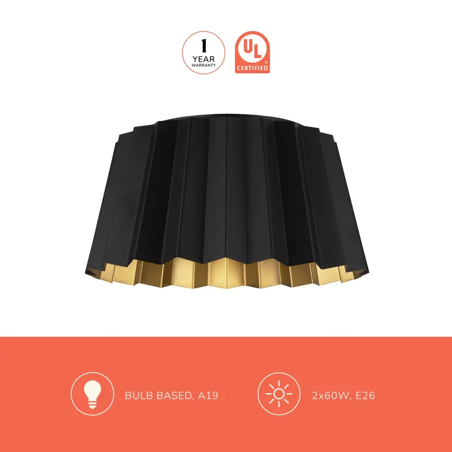 Plisse 14-Inch Flush Mount in Aged Gold - Image 11