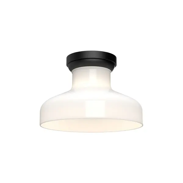 Westlake 11-Inch Flush Mount in Matte Black with Glossy Opal Glass - Image 1