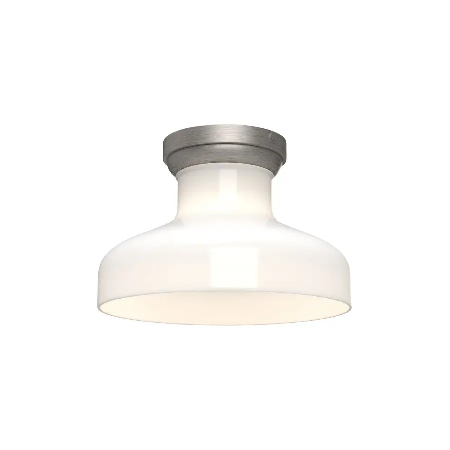 Westlake 11-Inch Flush Mount in Matte Black with Glossy Opal Glass - Image 4
