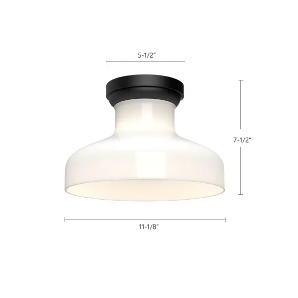 Westlake 11-Inch Flush Mount in Matte Black with Glossy Opal Glass - Image 7
