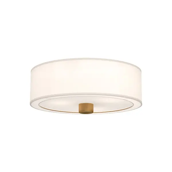 Theo 24-Inch Flush Mount in Aged Gold with White Linen Shade - Image 1