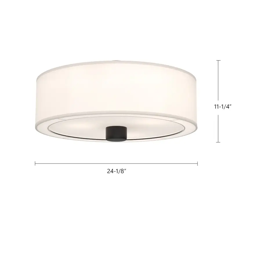 Theo 24-Inch Flush Mount in Aged Gold with White Linen Shade - Image 8