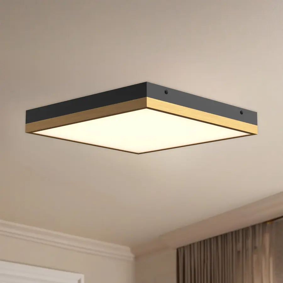 Sydney 14" Flush Mount in Aged Gold/Matte Black - Image 2