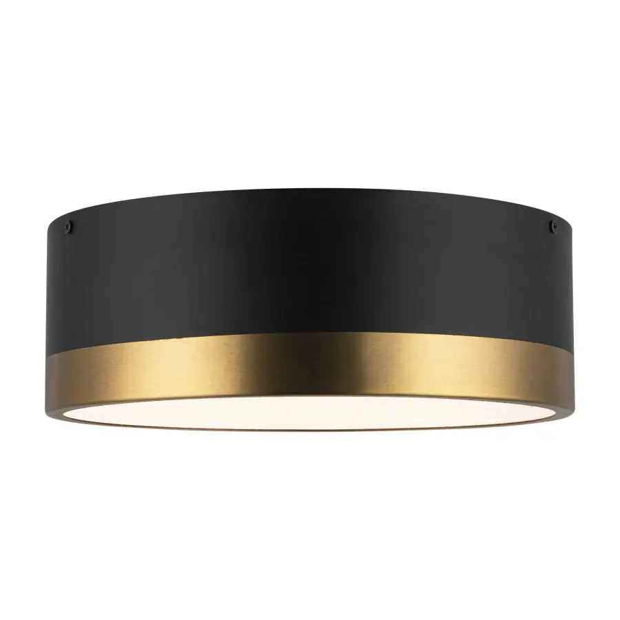 Brisbane 12-Inch Flush Mount in Aged Gold/Matte Black - Image 1