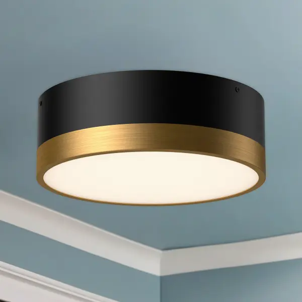 Brisbane 12-Inch Flush Mount in Aged Gold/Matte Black - Image 11